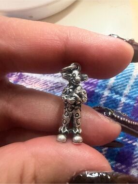 Sterling Silver Clown Charm Pendant - Silver